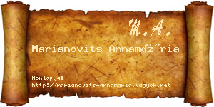 Marianovits Annamária névjegykártya